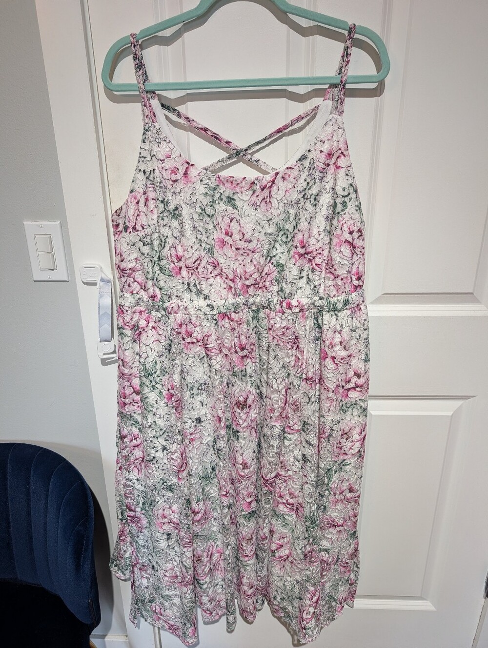 Torrid 2x Cream Pink Floral Lace Midi Dress Romantic Date Night